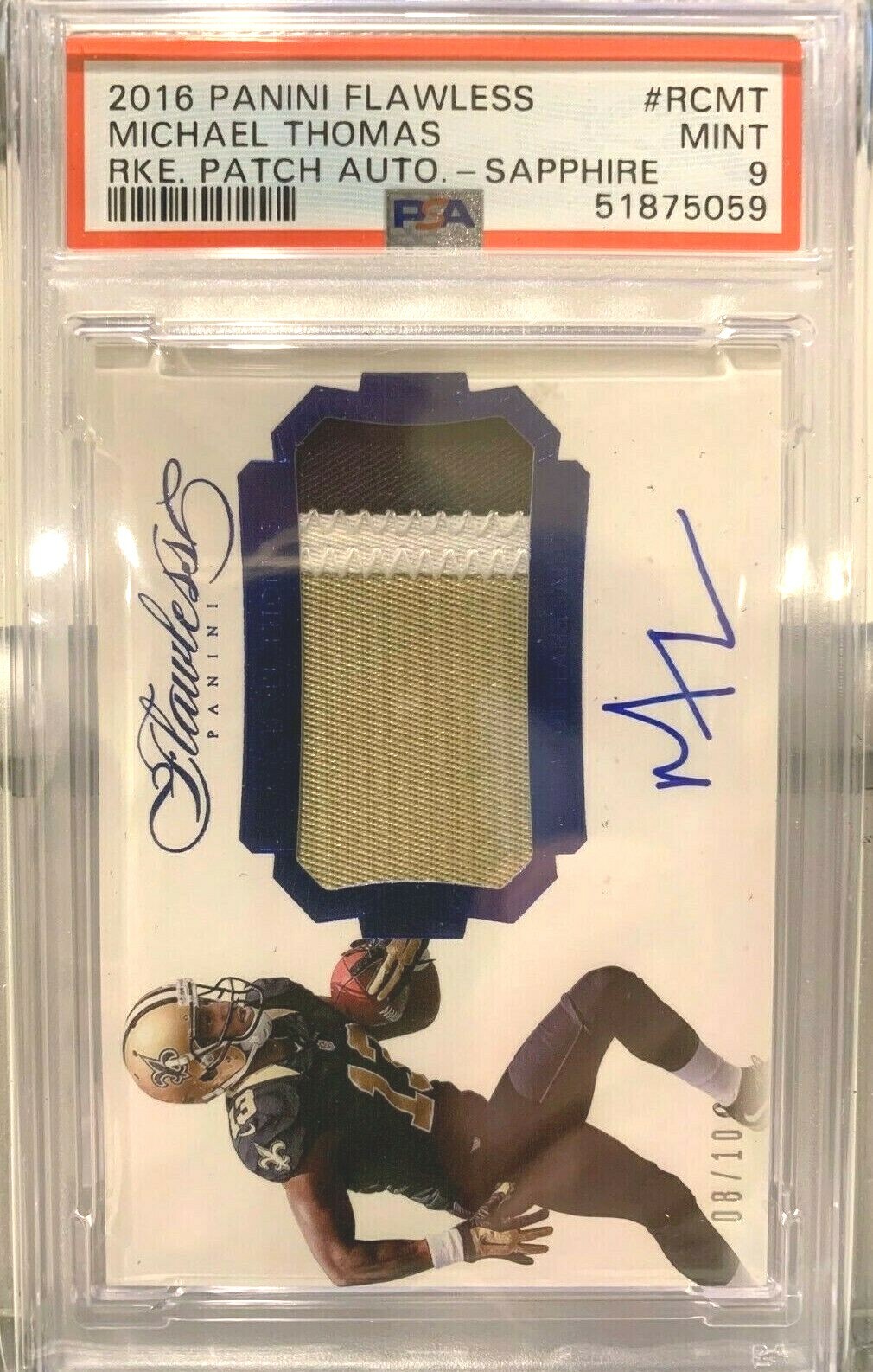 Michael Thomas Panini Flawless Rookie Patch Autograph #RCMT Sapphire