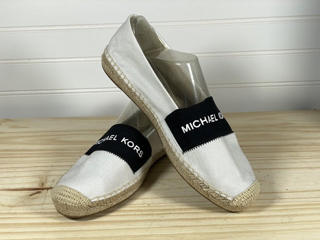 Michael Kors Dylyn Slip-on Espadrille Flats Blue Leather Size 8 MK Logo for sale online | eBay