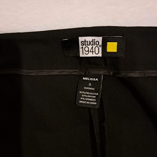 Women's Studio 1940 Melissa Wide Leg Stretch Black Slacks Pants Size 3 Average - Picture 4 of 13