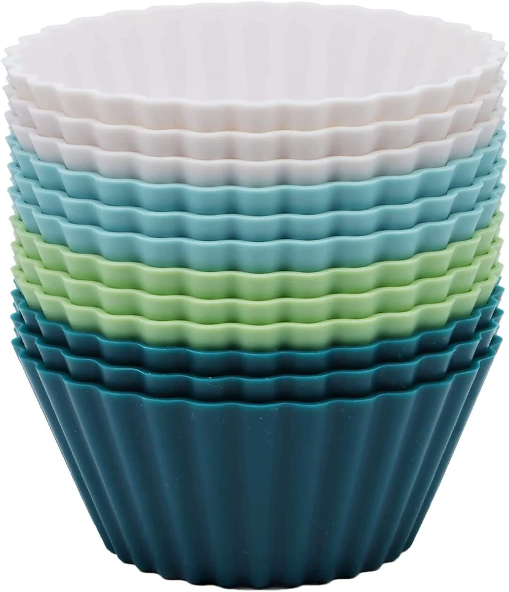 Large Silicone Baking Cups, 12 Pack Reusable Cupcake Liners 3.54