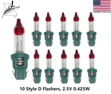 10 Style D Mini Bulb Flashers Christmas Tree Lights Replacement Bulbs 2.5 V .425