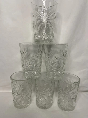 Vtg Star Of David Set Of 6 Juice Glasses 4 1/2” Tall