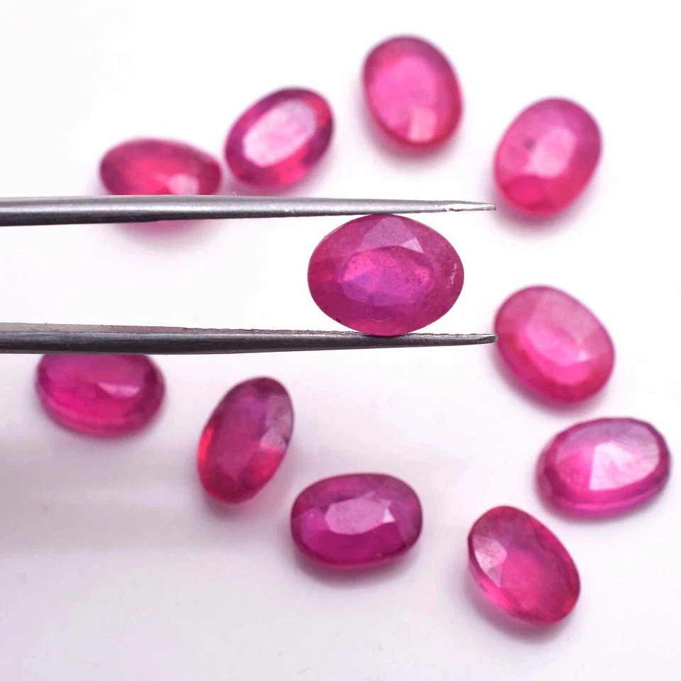 11 Pcs Natural Ruby Stunning Red 8mm-9mm Oval Faceted Cut Loose Gemstones Lot - Image 3 of 4