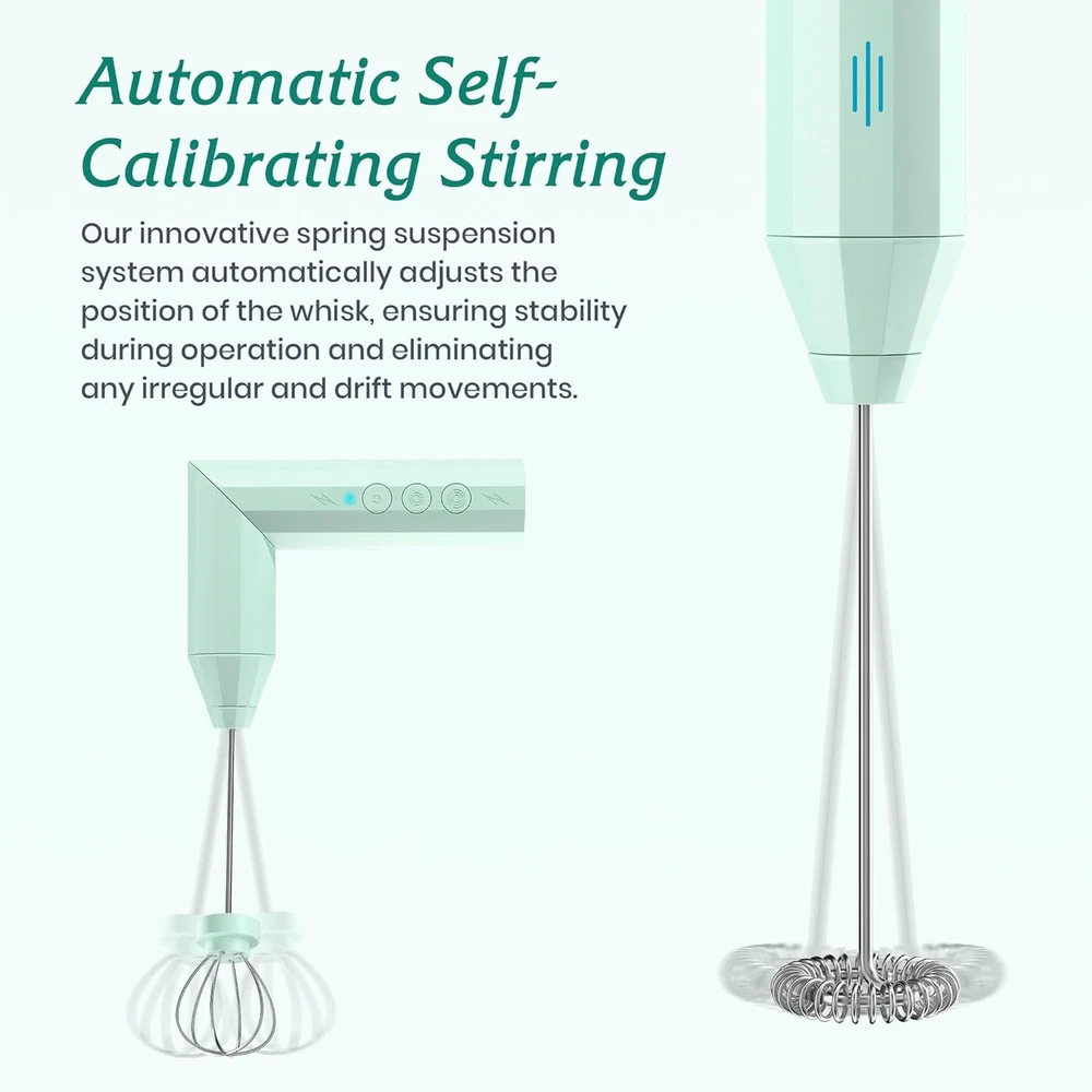 Milk Frother Handheld, USB-C Rechargeable Coffee Frother Wand, Electric Drink Mi