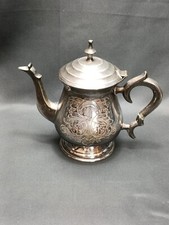 Antique Etched Silver Plated EPNS Decorative Teapot Heavy