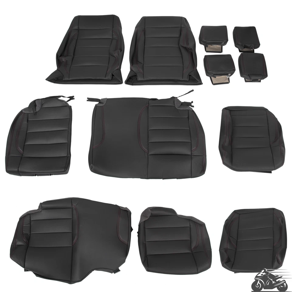 For Jeep Wrangler 4 Door 2007 2011 2012 Seat Covers Full Set Kit Black - Image 4 of 4
