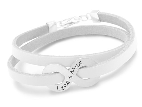 Damen Armband Gravur INFINTY WOMAN 925 Silber Lederarmband Liebe Partnerschmuck - Bild 3 von 5