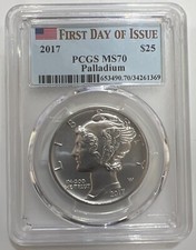 2017 $25 Palladium Eagle Coin PCGS MS70 FDOI First Day of Issue