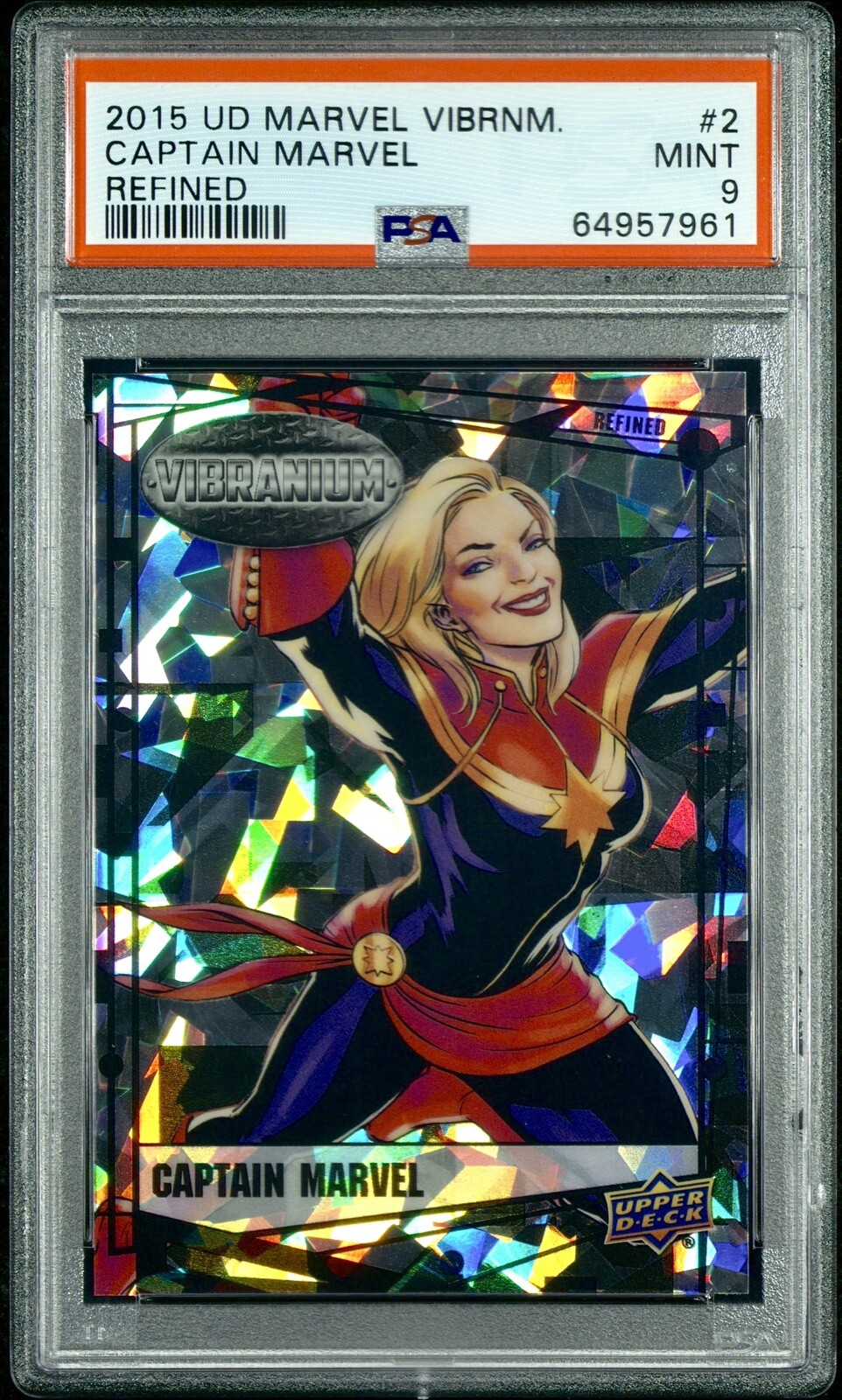 2015 UD Marvel Vibranium Refined /99 #2 Captain Marvel PSA 9 🔥RARE🔥