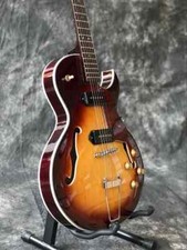 Sunburst Semi Hollow Body Electric Guitar 3/4Size Short Scale Double F Holes