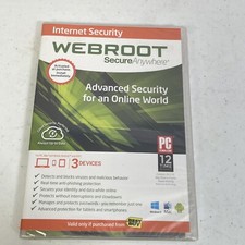 SEALED Webroot Secure Anywhere Advanced Security for PC, Mac Mobile Devices New