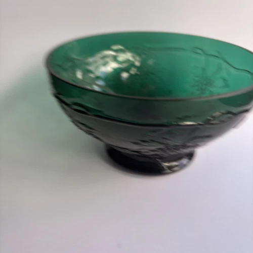 Vintage Ombre Black To Teal Green Grapevine Designed 5” Indiana Glass Bowl