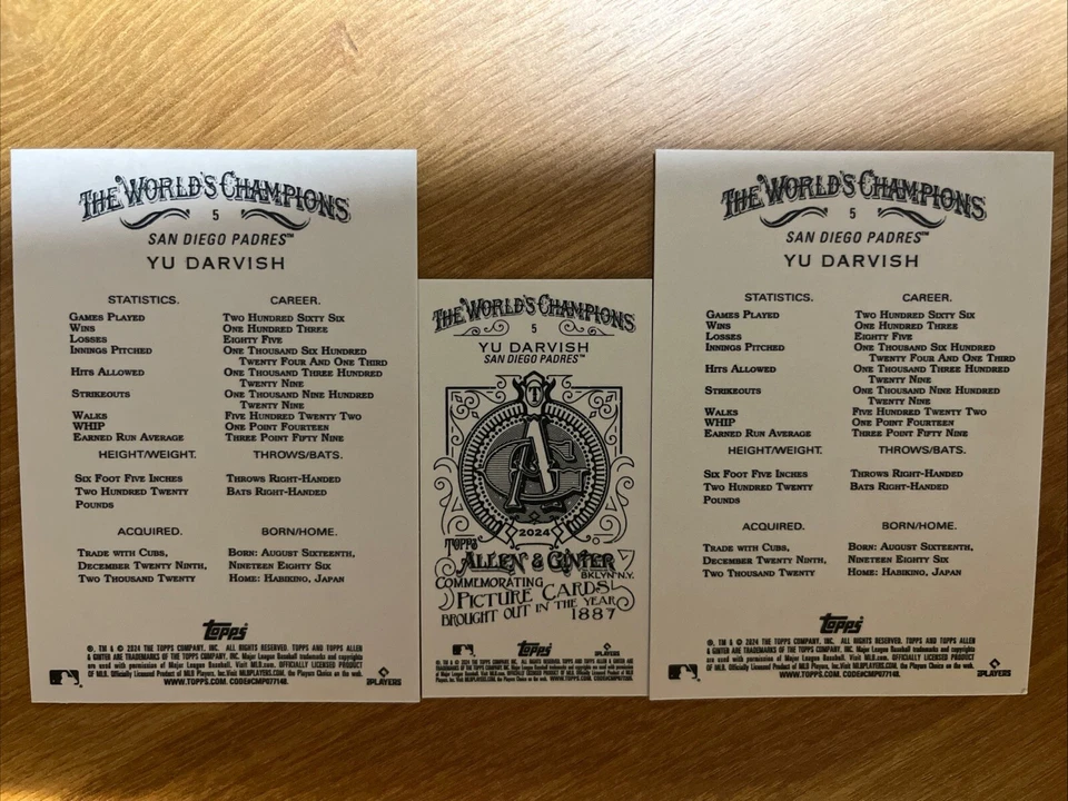 2024 Topps Allen & Ginter (2) Base & A&G Back Mini - #5 Yu Darvish - SD Padres - Image 2 of 2