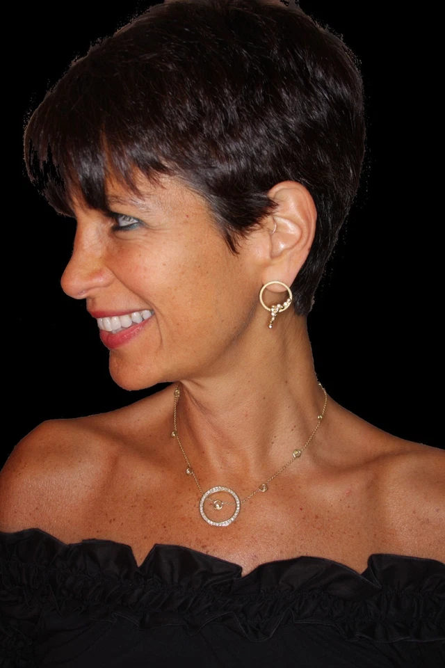 NEW. Karma Sideways Hoop Earrings-Sterling Silver diamonds: The Butterfly Effect - Image 4 of 4