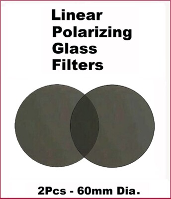 60mm Set of Two Microscope Glass Linear Polarizing Filters - CLEARANCE !