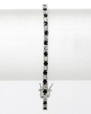 Jewellery Bracelet Silver 925 Rhodium Plated Sapphire White Topaz 5.80ct X131