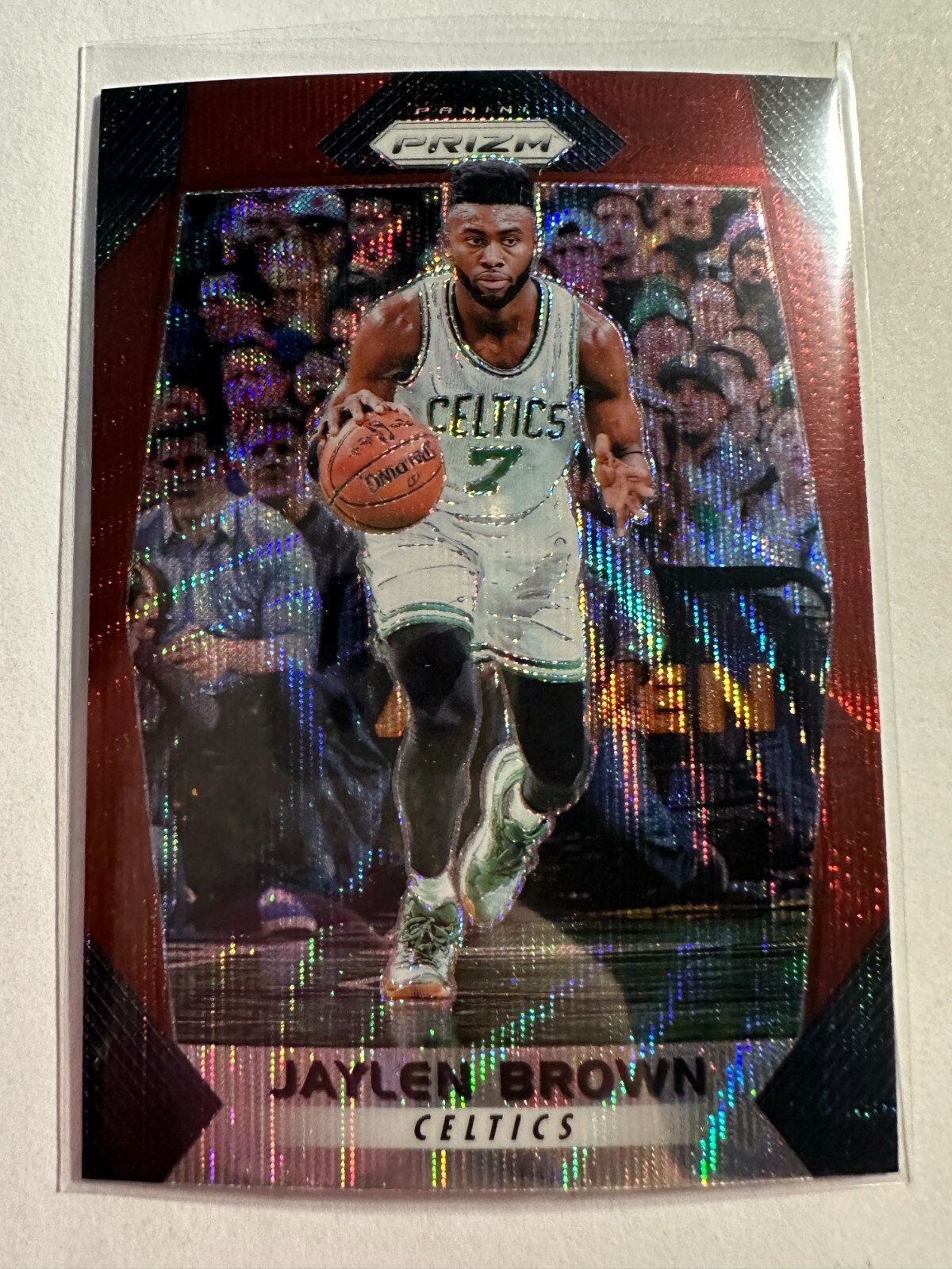 K73,128 -  2017-18 Panini Prizm Prizms Ruby Wave #11 Jaylen Brown