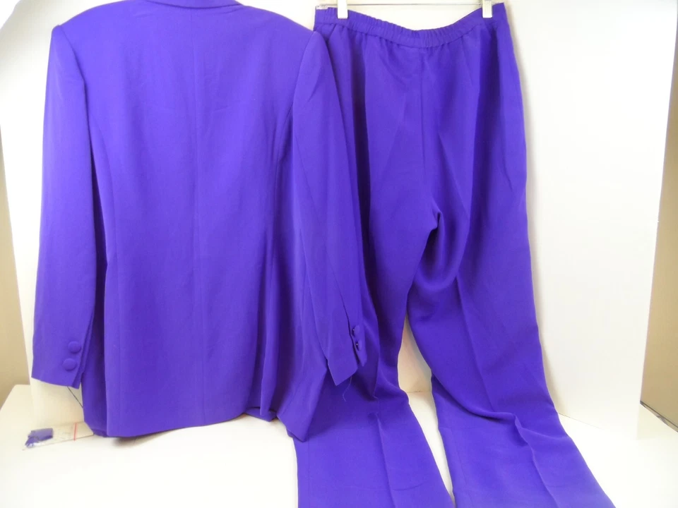 BEN MARC 女式 100% 聚酯纤维裤子套装双排扣紫色 12 码 - 全新 — 第 4/4 张图片