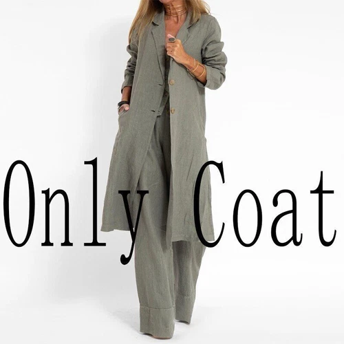 Women's suit jacket vest/top+pants new patchwork cotton linen casual set - Bild 23 von 34