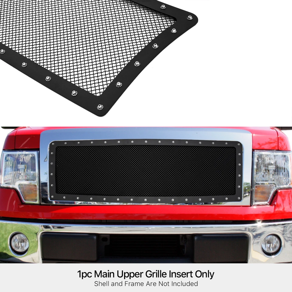 For 2009-2014 Ford F150 Black Rivet Stainless Steel Mesh Grille Grill Insert - Image 3 of 3
