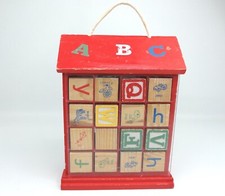 ABC Wooden House  Blocks 32 Colorful Wood Blocks Letters Numbers ABCs 123s