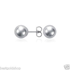 All Shiny Polished Ball Stud Earrings Real 14K White Gold ALL SIZES FREE SHIP