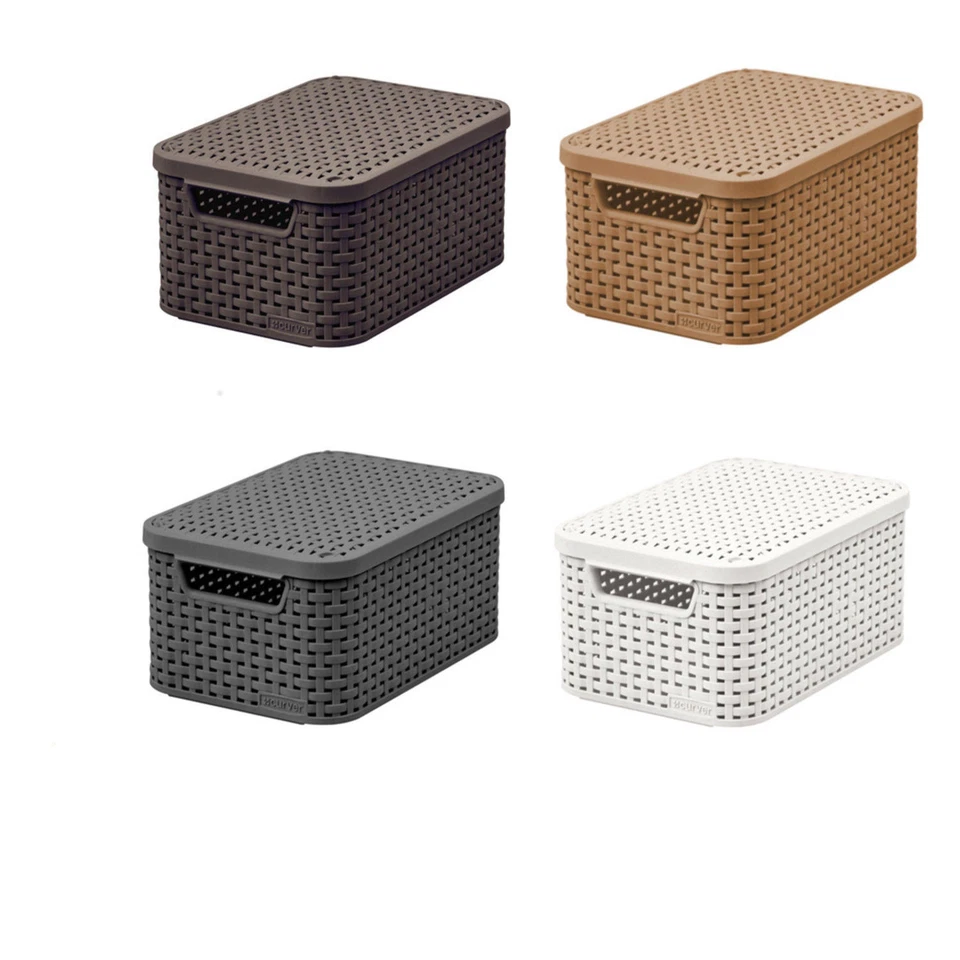 Aufbewahrungskorb Rattan Style 4 Farben Curver S und M Rattan Optik Deckel Box - Bild 1 von 1