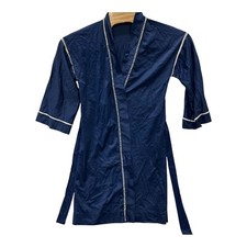 Vintage 70s Vanity Fair Blue Satin Short Robe Made USA 38" Long Romantic Retro