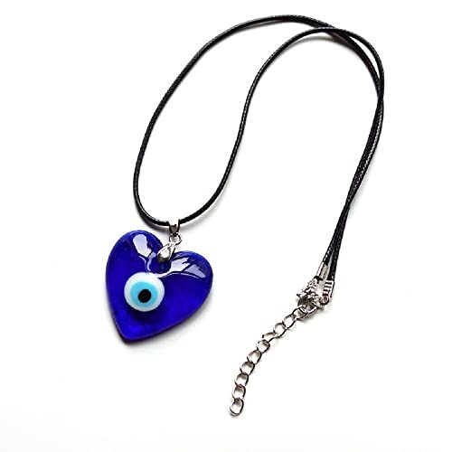 Fuqimanman2020 Lucky Blue Glass Turkish Evil Eye Pendant Necklace Blue Heart - 第 2/3 張圖片