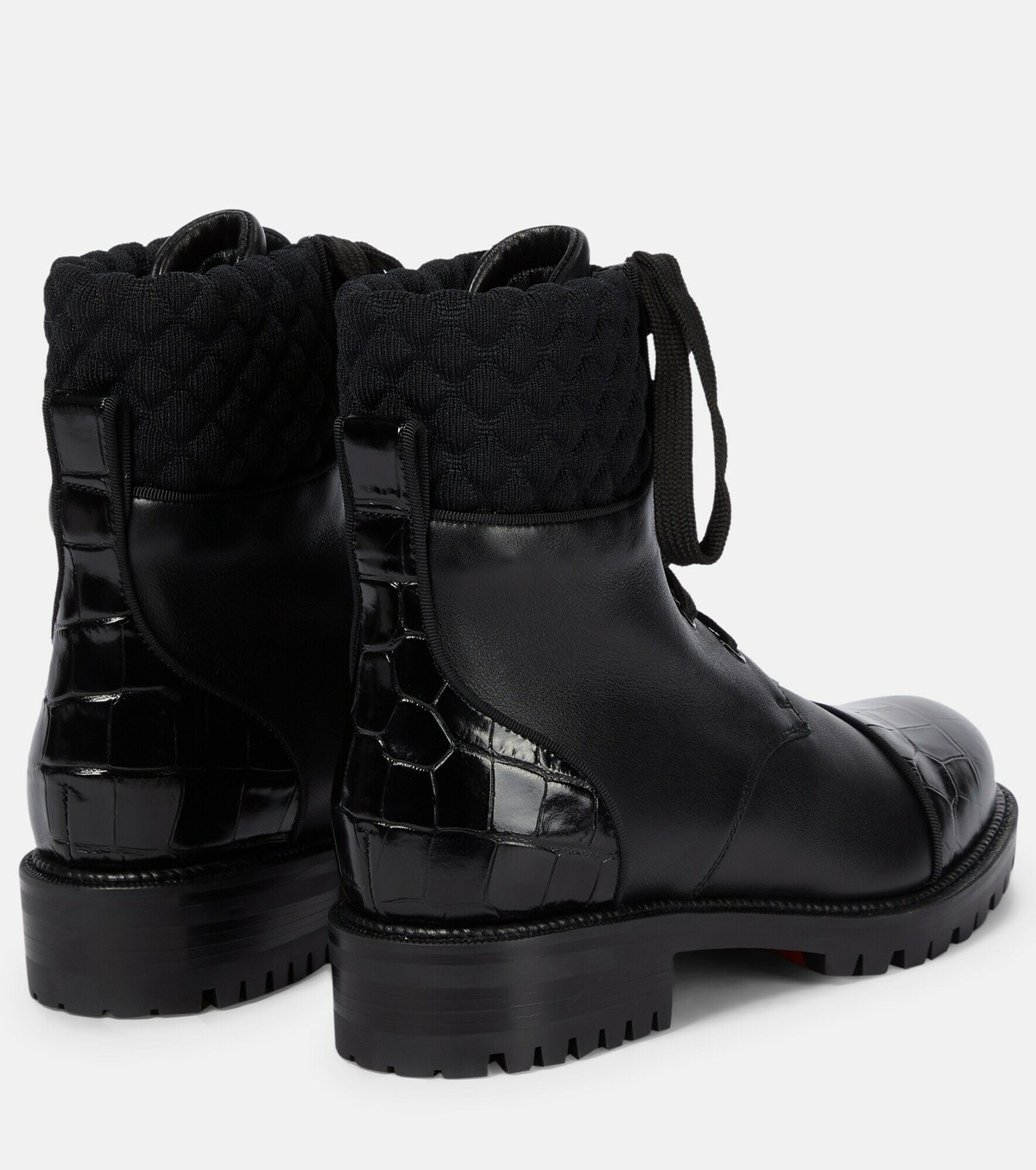 SAOLA Stivali da combattimento CHRISTIAN LOUBOUTIN Mayr in pelle nera con cappuccio e suola 38 5