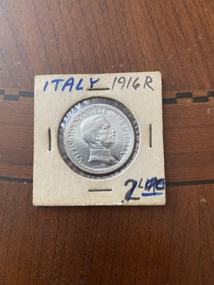 **  ITALY 1916. R (EMANUELE III)  2 LIRE SILVER. **