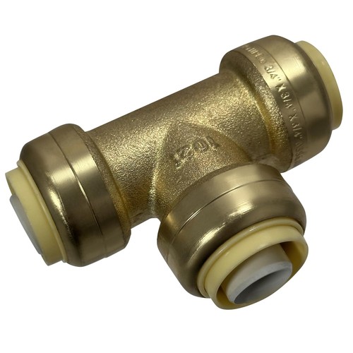 2 PCS 3/4"x3/4"x3/4" Inch Push Fit Tee To Connect Plumbing Brass Pipe Fitting