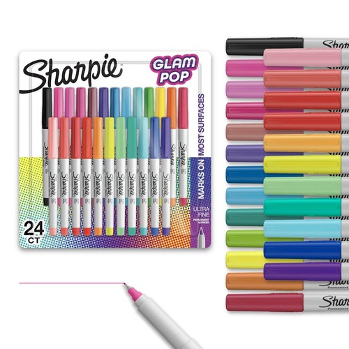 Sharpie Ultra Fine Tip Permanent Marker Glam Pop Assortment 24/Pack 1949558 - Picture 3 of 4