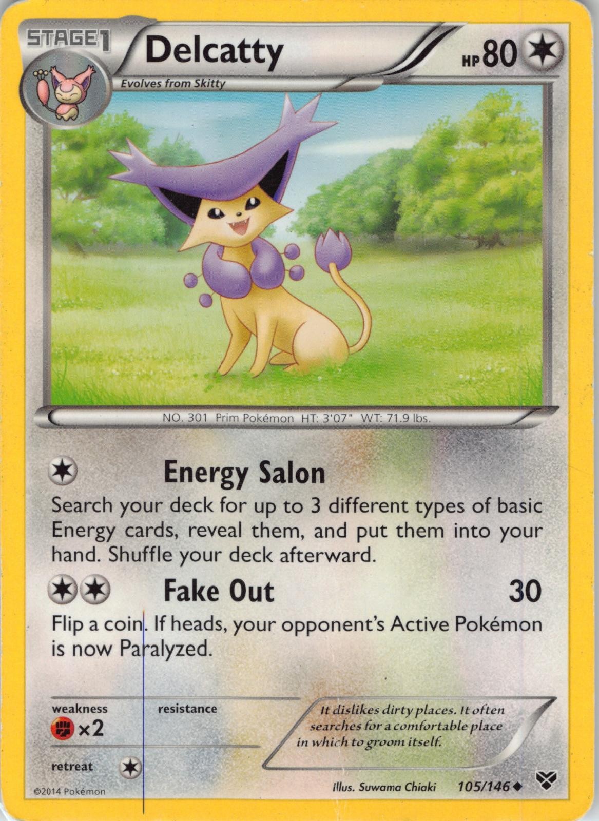Delcatty 105/146 Uncommon XY Base Set Pokemon Moderately Played