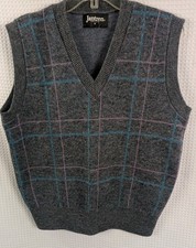Vintage Jantzen Windowpane Plaid Gray Sweater Vest Mens Sz Medium USA Made