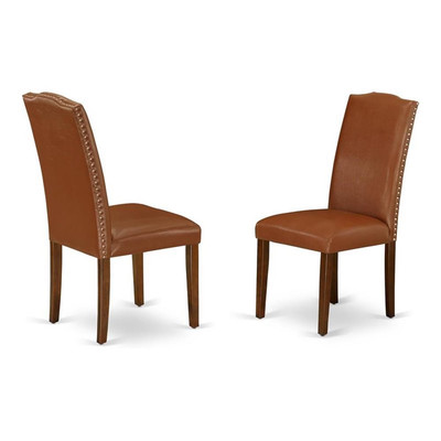 Pemberly Row 40'' Faux Leather Dining Chair in Brown (Set of 2)
