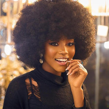 70'S Afro Wig for Women, Natural Black Short Afro Kinky Curly Wig, Glueless Synt