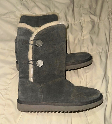 Koolaburra by UGG Victoria Tall Gray Suede Faux Fur Lined Knee High Boot 9
