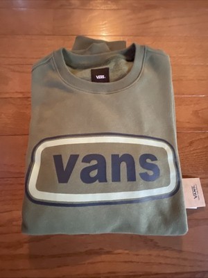 VANS Crew Sweatshirt Midweight Fleece Relaxed Fit Green/Blue Men's Size Medium M