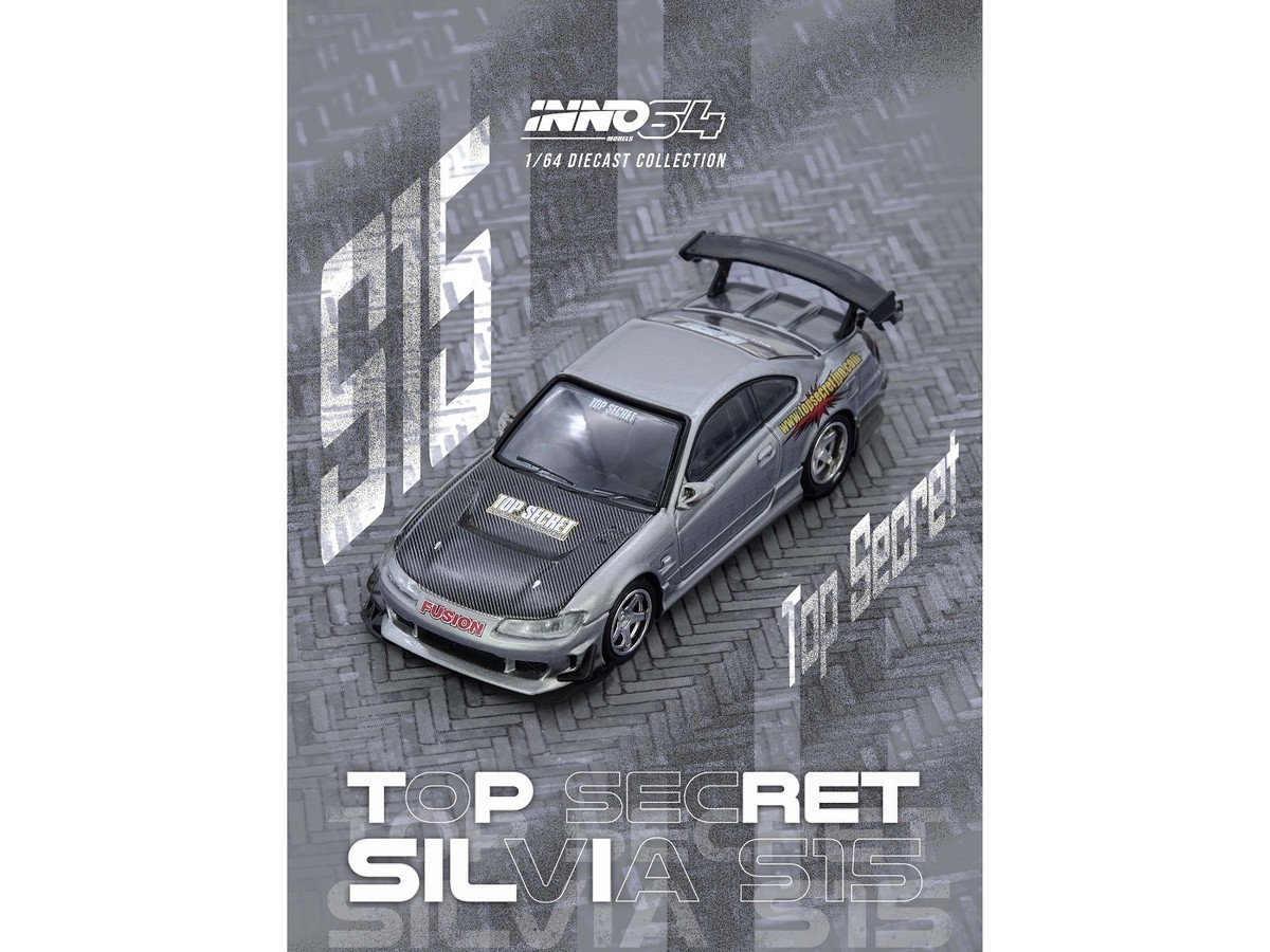 NISSAN TOP SECRET SILVIA S15 RHD SILVER 1/64 CAR BY INNO MODELS