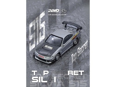 NISSAN TOP SECRET SILVIA S15 RHD SILVER 1/64 CAR BY INNO MODELS