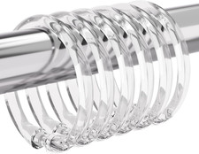 Plastic Shower Curtain Rings, 12 Pcs Clear Shower Curtain Hooks, O Shape Shower