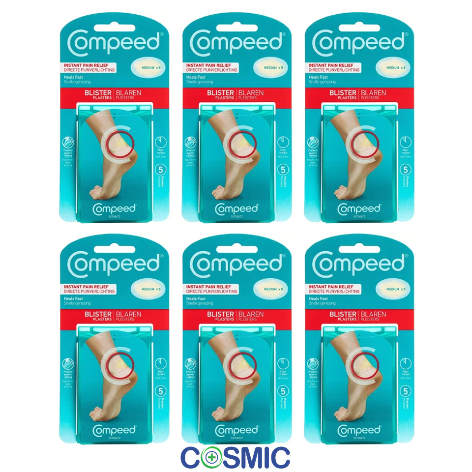 6 X Compeed Blister Medium Plasters 5 | Instant Pain Relief Hydrocolloid Plaster