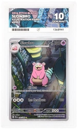 Slowbro 090/084 Pitch Black Illustration Rare ACE 10 Graded