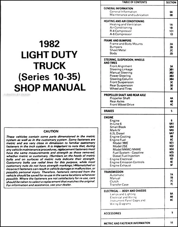 Chevy Truck Shop 1982-1983 manual USB camioneta pickup van Blazer servicio de reparación suburbano Foto 4 de 4