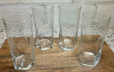 Set Of 4 Vintage Libbey Crisa Rhombus High Ball Glass
