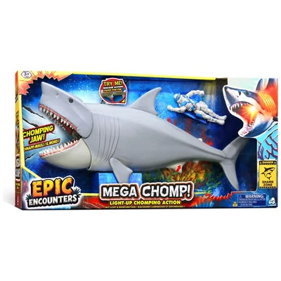 Epic Encounters Mega Chomp Shark Blood Red LED Lights In Mouth & Gills *1x Diver