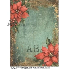 Christmas Poinsettia #7275 | A4 Rice Paper | Paper for Decoupage | AB Studios