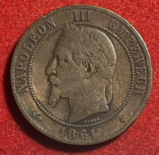 France 10 Centimes 1861 BB Bronze Coin KM#798.2 T7715