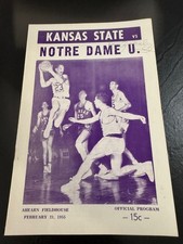 1955 Kansas State Wildcat Notre Dame Team Signed Basketball Program Paul Hornung